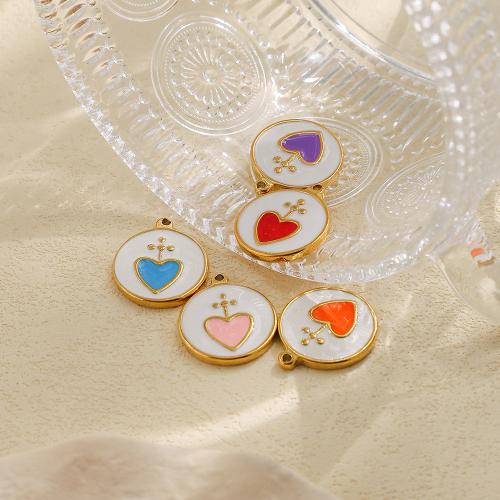 Pendentifs en acier inoxydable émail, Acier inoxydable 304, coeur, Placage de couleur d'or, DIY, plus de couleurs à choisir, protéger l'environnement, sans nickel, plomb et cadmium Vendu par sac