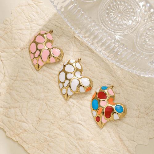 Acier inoxydable 304 Pendentif, coeur, Placage de couleur d'or, DIY & émail, plus de couleurs à choisir, protéger l'environnement, sans nickel, plomb et cadmium Vendu par sac