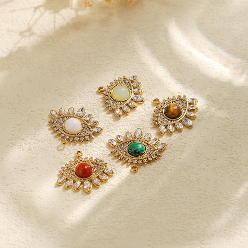 304 Stainless Steel Pendant, gold color plated, DIY & micro pave cubic zirconia & with rhinestone nickel, lead & cadmium free 