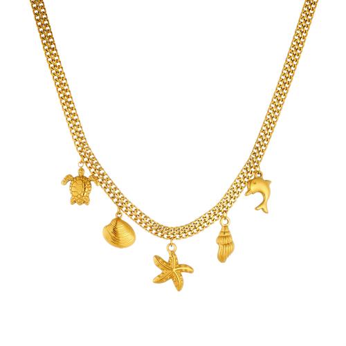 Collar de Acero Inoxidable, acero inoxidable 304, chapado en color dorado, Joyería & para mujer, Vendido por UD