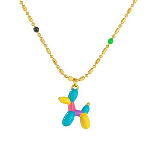 Collar de Acero Inoxidable, acero inoxidable 304, chapado en color dorado, Joyería & para mujer & esmalte, Vendido por UD