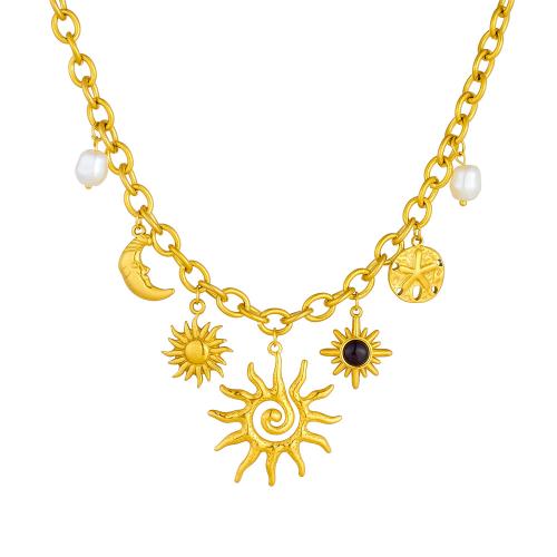 Edelstahl Schmuck Halskette, 304 Edelstahl, mit Harz & Kunststoff Perlen, 18K vergoldet, Modeschmuck & für Frau, verkauft von PC