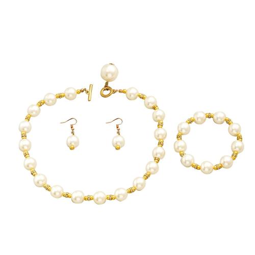 Messing Mode Schmuckset, mit Kunststoff Perlen, Modeschmuck & für Frau, verkauft von setzen