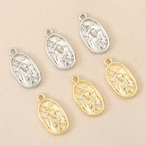 Cubic Zirconia Micro Pave Brass Pendant, plated, DIY & micro pave cubic zirconia 