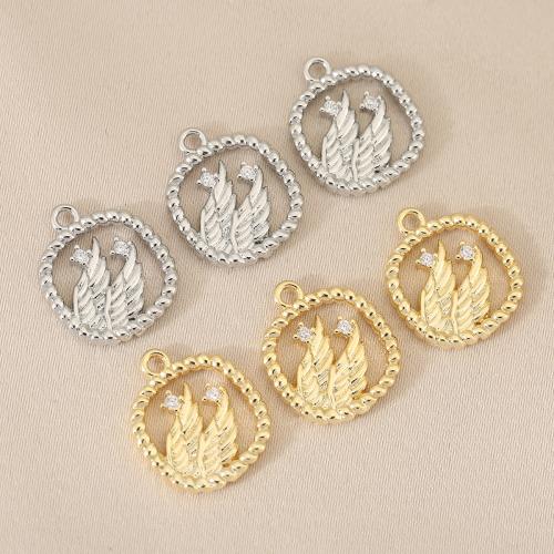 Cubic Zirconia Micro Pave Brass Pendant, plated, DIY & micro pave cubic zirconia 