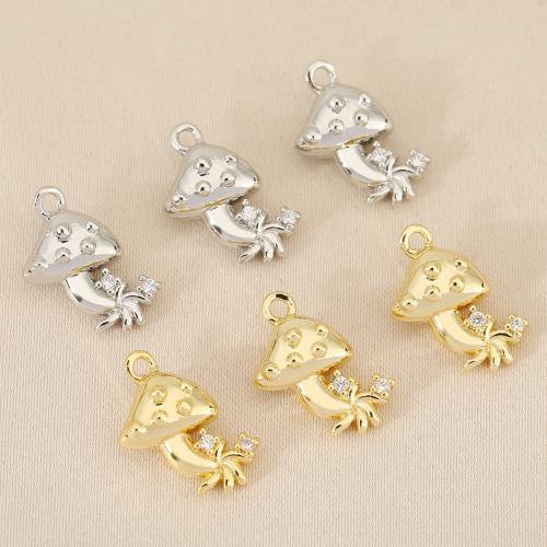 Cubic Zirconia Micro Pave Brass Pendant, mushroom, plated, DIY & micro pave cubic zirconia 
