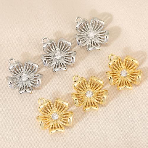 Cubique Pendentif en laiton zircon pavent, fleur, Placage, DIY & pavé de micro zircon, plus de couleurs à choisir Vendu par sac