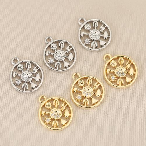 Cubic Zirconia Micro Pave Brass Pendant, plated, DIY & micro pave cubic zirconia 