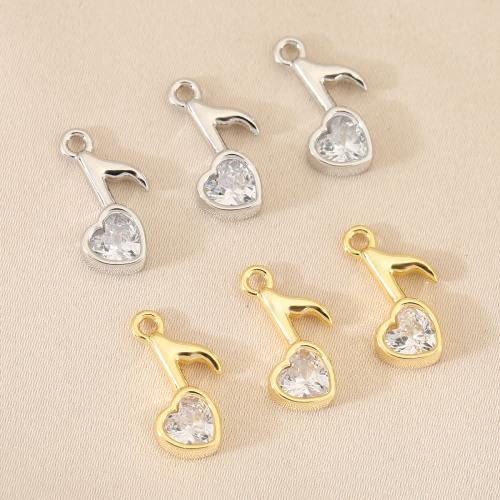 Cubic Zirconia Micro Pave Brass Pendant, Heart, plated, DIY & micro pave cubic zirconia 
