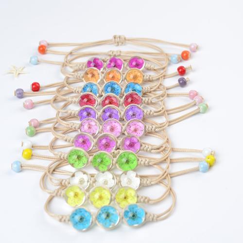Glass Bracelet, with Korean Waxed Cord & Dried Flower, handmade, fashion jewelry & for woman Approx 6-10 Inch 