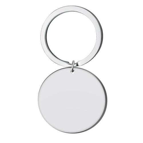 304 Stainless Steel Key Clasp, Flat Round, Unisex & enamel, original color, key clasp total length 50-70mm 