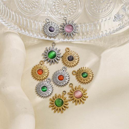 Acier inoxydable 304 Pendentif, avec Oeil de chat, Placage de couleur d'or, DIY, plus de couleurs à choisir, protéger l'environnement, sans nickel, plomb et cadmium, Vendu par PC