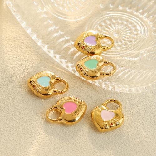 pendentifs de cœur en inox , Acier inoxydable 304, coeur, Placage de couleur d'or, DIY & émail, plus de couleurs à choisir, protéger l'environnement, sans nickel, plomb et cadmium Vendu par sac