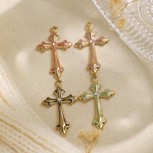 304 Stainless Steel Pendant, gold color plated, DIY & enamel & with rhinestone nickel, lead & cadmium free 