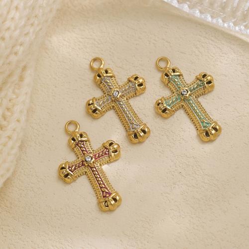 304 Stainless Steel Pendant, gold color plated, DIY & enamel & with rhinestone nickel, lead & cadmium free 