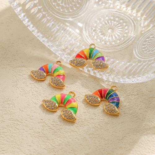 304 Stainless Steel Pendant, Rainbow, gold color plated, DIY & enamel & with rhinestone nickel, lead & cadmium free 