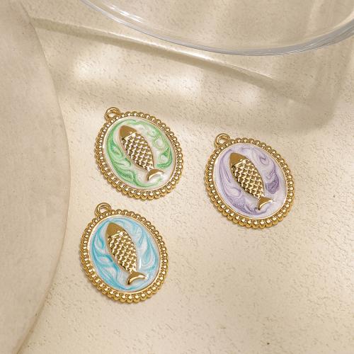 Acier inoxydable 304 Pendentif, poisson, Placage de couleur d'or, DIY & émail, plus de couleurs à choisir, protéger l'environnement, sans nickel, plomb et cadmium Vendu par sac