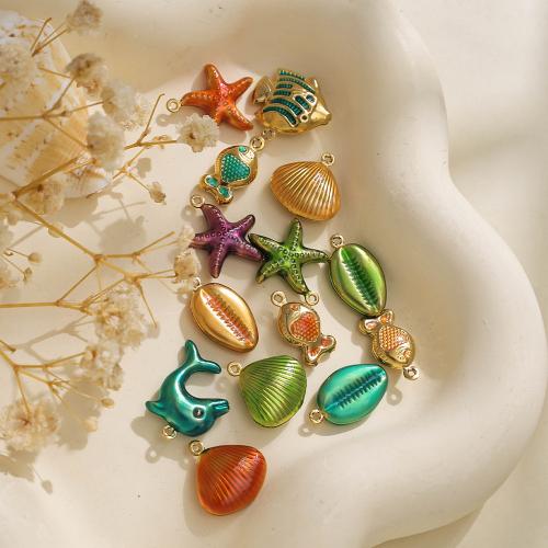Acier inoxydable 304 Pendentif, Placage de couleur d'or, DIY & émail, plus de couleurs à choisir, protéger l'environnement, sans nickel, plomb et cadmium Vendu par sac