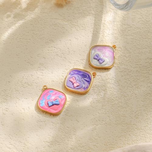 Acier inoxydable 304 Pendentif, cadre, Placage de couleur d'or, DIY & émail, plus de couleurs à choisir, protéger l'environnement, sans nickel, plomb et cadmium Vendu par sac