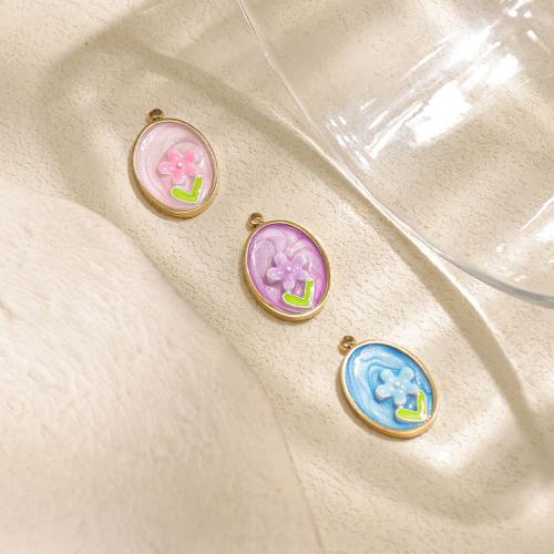 Acier inoxydable 304 Pendentif, fleur, Placage de couleur d'or, DIY & émail, plus de couleurs à choisir, protéger l'environnement, sans nickel, plomb et cadmium Vendu par sac