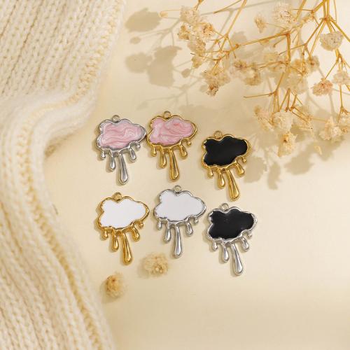 Acier inoxydable 304 Pendentif, Nuage, Placage de couleur d'or, DIY & émail, plus de couleurs à choisir, protéger l'environnement, sans nickel, plomb et cadmium Vendu par sac