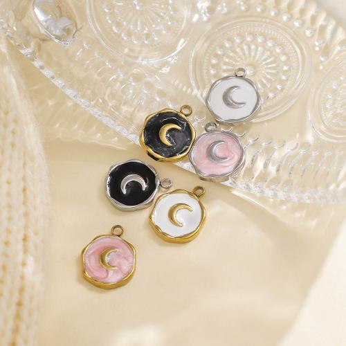 Acier inoxydable 304 Pendentif, lune, Placage de couleur d'or, DIY & émail, plus de couleurs à choisir, protéger l'environnement, sans nickel, plomb et cadmium Vendu par sac
