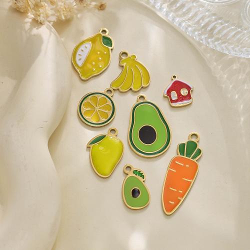 Pendentifs en acier inoxydable émail, Acier inoxydable 304, fruitcéréale, Placage de couleur d'or, DIY, plus de couleurs à choisir, protéger l'environnement, sans nickel, plomb et cadmium Vendu par sac