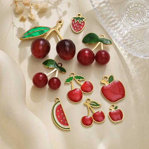 Pendentifs en acier inoxydable émail, Acier inoxydable 304, fruitcéréale, Placage de couleur d'or, DIY, plus de couleurs à choisir, protéger l'environnement, sans nickel, plomb et cadmium Vendu par sac
