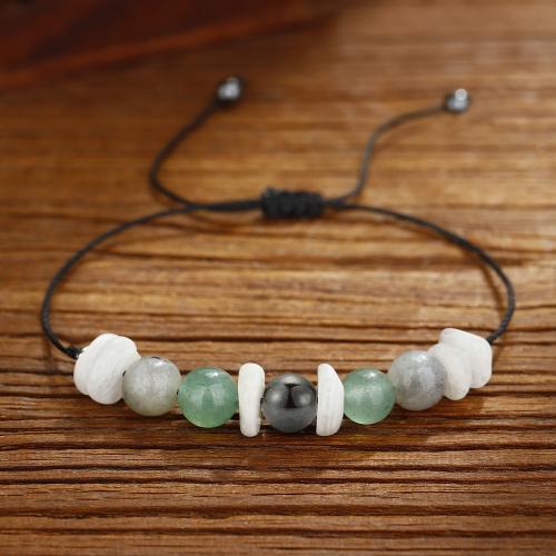 Labradorite Bracelet, with Wax Cord & Green Aventurine, handmade, fashion jewelry & Unisex 