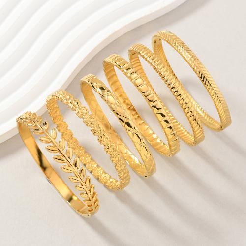 Bracelet en acier inoxydable, Acier inoxydable 304, Plaqué or 18K, bijoux de mode & styles différents pour le choix & pour femme 60mm, Vendu par PC