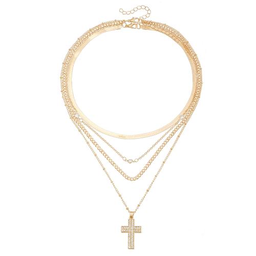 alliage de zinc collier, Placage, 2 pièces & pour femme & avec strass, doré, Vendu par fixé