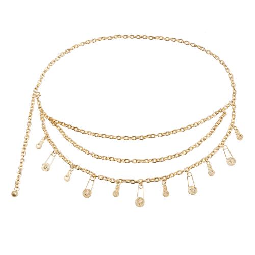 Zinc Alloy Waist Chain, plated, three layers & fashion jewelry & for woman, golden 