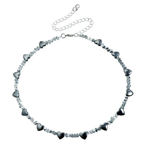 alliage de zinc collier, avec Hématite & cristal, Placage, bijoux de mode & pour femme, couleur originale, Vendu par PC