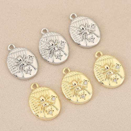 Cubic Zirconia Micro Pave Brass Pendant, Spider, plated, DIY & micro pave cubic zirconia 