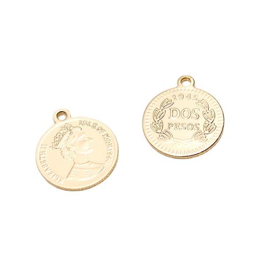 laiton Pendentif, Plat rond, Placage de couleur d'or, DIY & normes différentes pour le choix, Vendu par PC