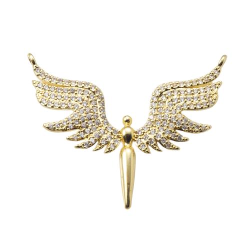Цирконий Микро вымощает Латунный разъем, Латунь, Крыло ангела, Другое покрытие, DIY & инкрустированное микро кубического циркония, Много цветов для выбора, не содержит никель, свинец продается PC