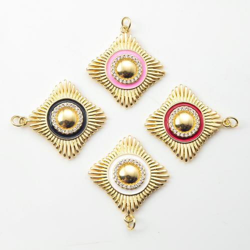 Cubic Zirconia Micro Pave Brass Pendant, Rhombus, plated, DIY & micro pave cubic zirconia nickel, lead & cadmium free 
