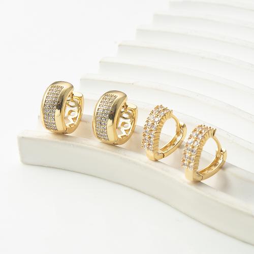 Boucles d'oreilles en laiton zircon cubique pavent, Placage, bijoux de mode & pavé de micro zircon, plus de couleurs à choisir, protéger l'environnement, sans nickel, plomb et cadmium Vendu par paire[