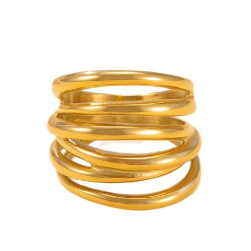 Stainless Steel Finger Ring, 304 Stainless Steel, plated, fashion jewelry & for woman & hollow, golden, US Ring 