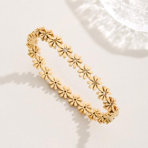 Bracelet en acier inoxydable, Acier inoxydable 304, margueritepâquerette, Placage, bijoux de mode & pour femme & avec strass, plus de couleurs à choisir, Inner ., Vendu par PC