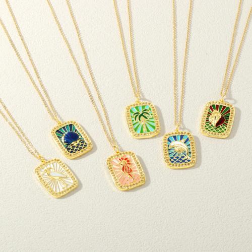 Collier en laiton cubique Zircon Micro Pave, Placage de couleur d'or, bijoux de mode & styles différents pour le choix & pavé de micro zircon & émail, plus de couleurs à choisir, Vendu par PC