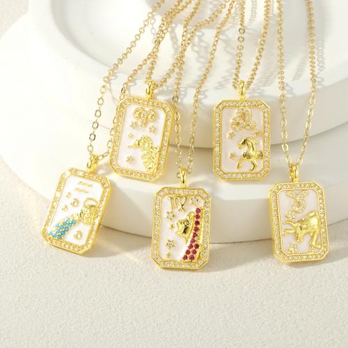 Collier en laiton cubique Zircon Micro Pave, Placage de couleur d'or, bijoux de mode & styles différents pour le choix & pavé de micro zircon & émail, plus de couleurs à choisir, Vendu par PC