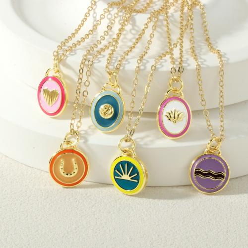 Collier en laiton fait à la main, Placage de couleur d'or, bijoux de mode & styles différents pour le choix & émail, plus de couleurs à choisir, Vendu par PC