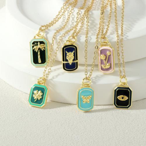 Collier en laiton fait à la main, Placage de couleur d'or, bijoux de mode & styles différents pour le choix & émail, plus de couleurs à choisir, Vendu par PC