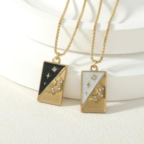 Ожерелье Цирконий нержавеющей стали, Нержавеющая сталь 304, плакирован золотом, ювелирные изделия моды & разные стили для выбора & инкрустированное микро кубического циркония & эмаль, Много цветов для выбора, продается PC