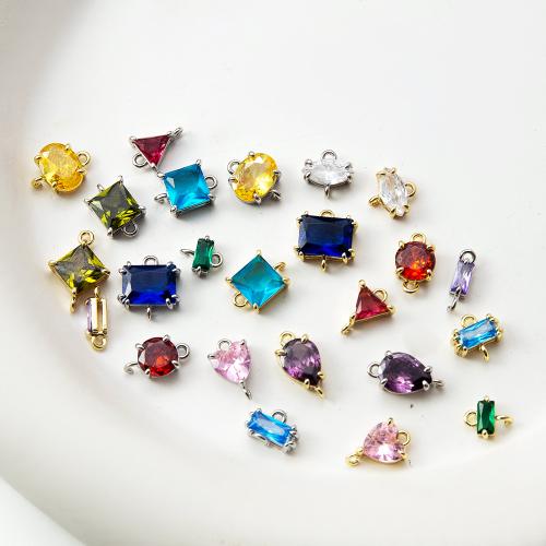 Латунь коннектор, Другое покрытие, DIY & инкрустированное микро кубического циркония, Много цветов для выбора, не содержит никель, свинец продается PC