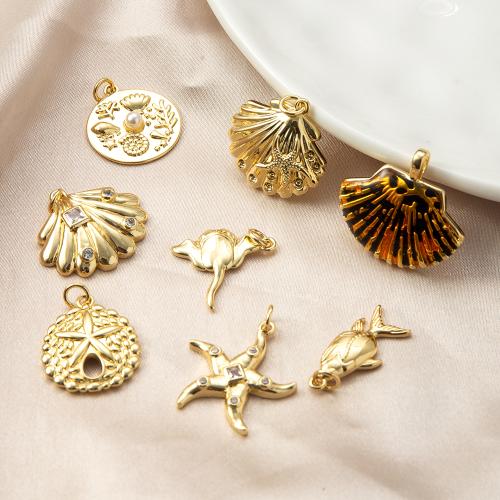 laiton Pendentif, avec perle de plastique, Placage, DIY & pavé de micro zircon, plus de couleurs à choisir, protéger l'environnement, sans nickel, plomb et cadmium Vendu par PC