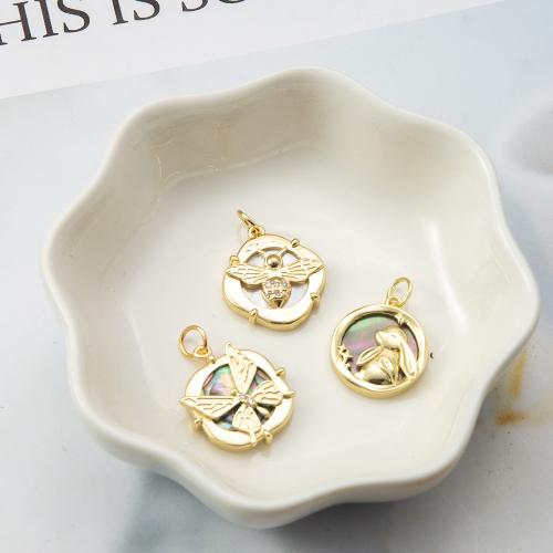 laiton Pendentif, Placage, DIY & pavé de micro zircon & émail, plus de couleurs à choisir, protéger l'environnement, sans nickel, plomb et cadmium Vendu par PC