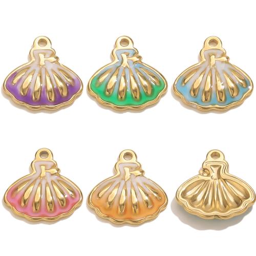 Pendentifs en acier inoxydable, Acier inoxydable 304, coquille, Plaqué or 18K, DIY & émail, plus de couleurs à choisir, Vendu par PC