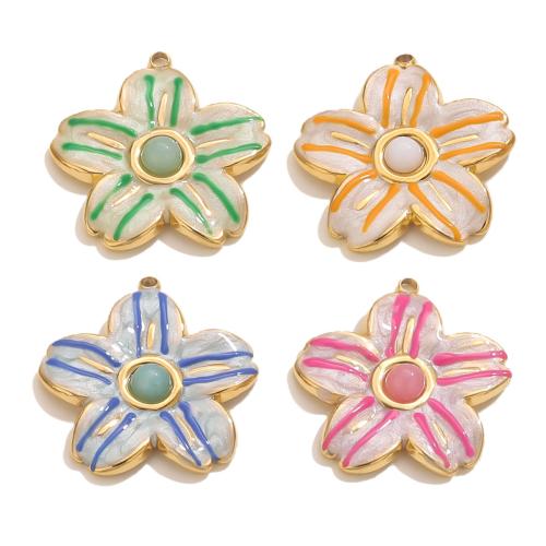 Inoxydable acier Pendentif Fleur, Acier inoxydable 304, Plaqué or 18K, DIY & émail, plus de couleurs à choisir, Vendu par PC